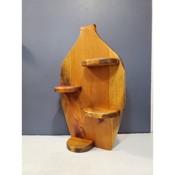 Vintage wooden Shelf, 4 Tiers Wall hanging, Handmade Home decor, Curio Display, - Picture 1 of 10